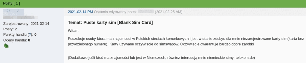 Oferta kupna niezarejestrowanych kart SIM
