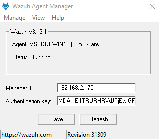 Windowsowy Wazuh Agent Manager